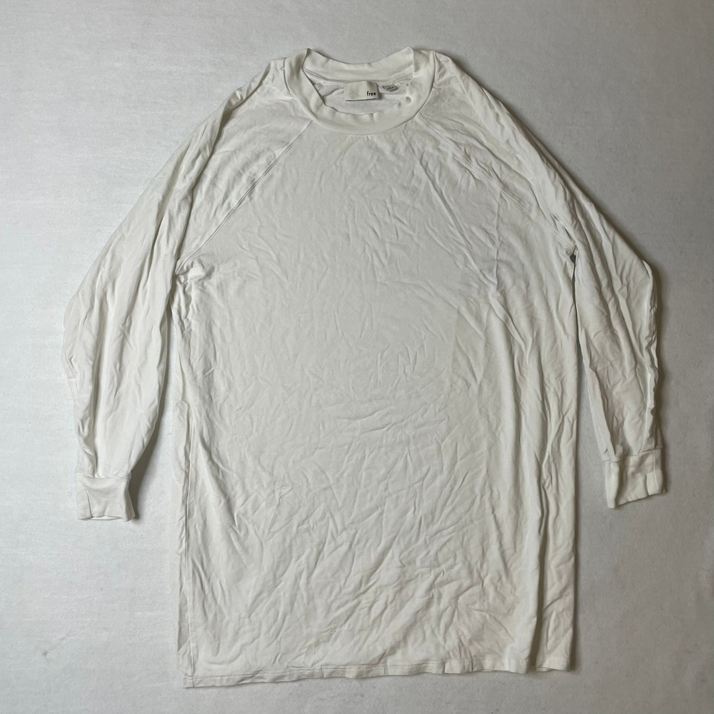 Wilfred Free Long‎ Sleeve Dress Size 1 Cream White Mini T Shirt Style Knit